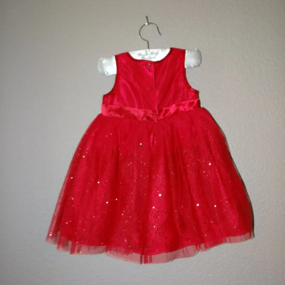 Genuine Kids Glittery Red Holiday / Christmas / Special Occasion Dress 18 Mo.